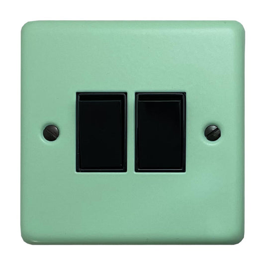 Classic Peppermint Green 2 Gang Switch (Black Switches)