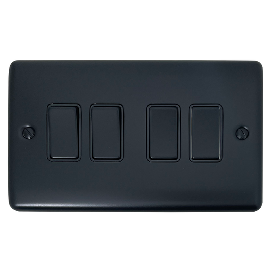 Basics Matt Black 4 Gang Light Switch