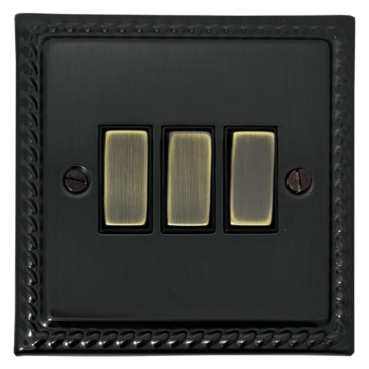 Monarch Black Bronze 3 Gang Switch (Antique Brass Switches)