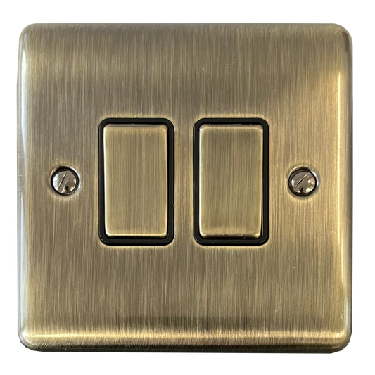 Basics Antique Brass 2 Gang Light Switch