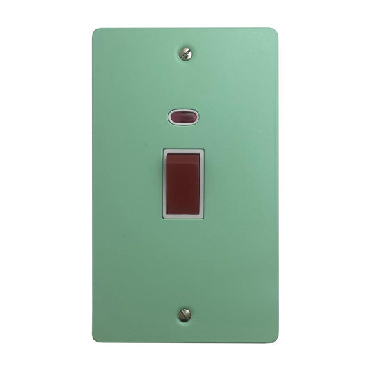 Flat Peppermint Green 45 Amp Vertical Cooker Switch (White Switch)