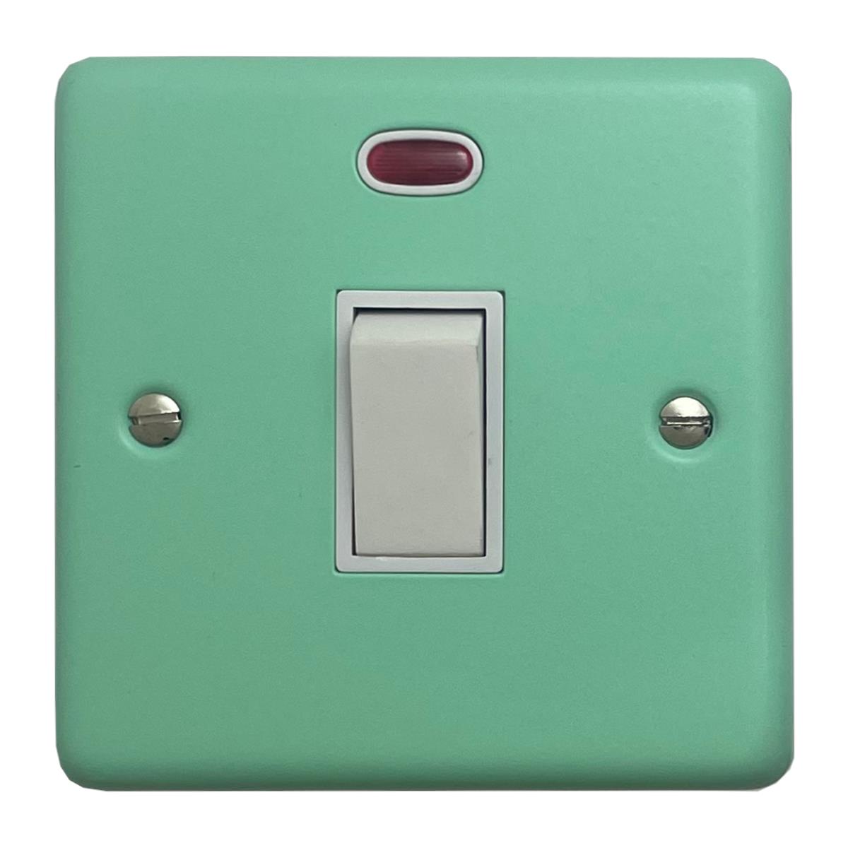 Classic Peppermint Green 20 Amp DP Switch with Neon (White Switch)