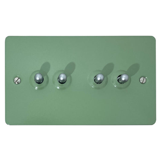 Flat Sage Green 4 Gang Toggle (Satin Chrome Switches)