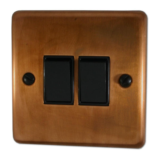 Contour Tarnished Copper 2 Gang 2 Way Switch