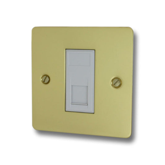 Flat Polished Brass 1 Gang Rj45 Socket