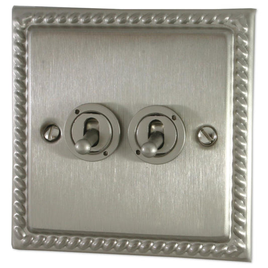 Monarch Satin Nickel 2 Gang Grid Toggle Plate