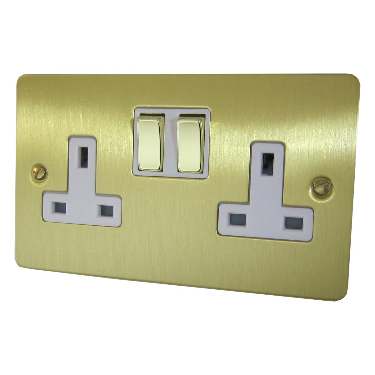 Flat  Satin Brass  2 Gang Socket