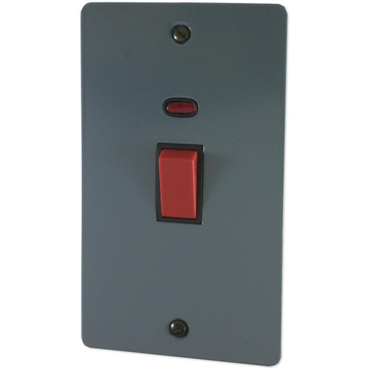 Flat Dark Grey 45 Amp Switch & Neon V/Plate