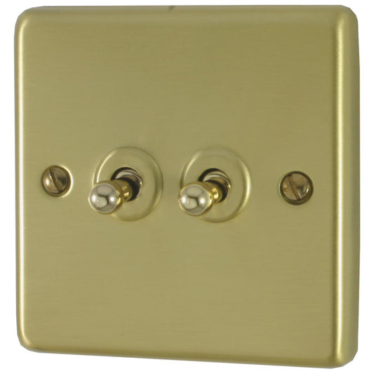 Contour Satin Brass 2 Gang Toggle Switch