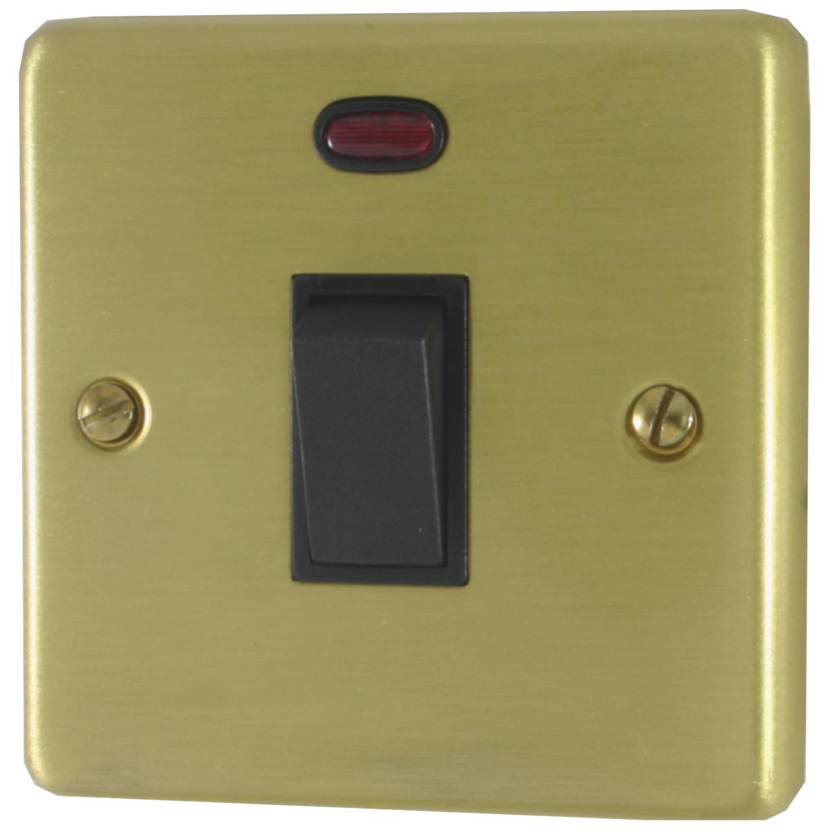 Contour Satin Brass 20 Amp Dp Switch & Neon