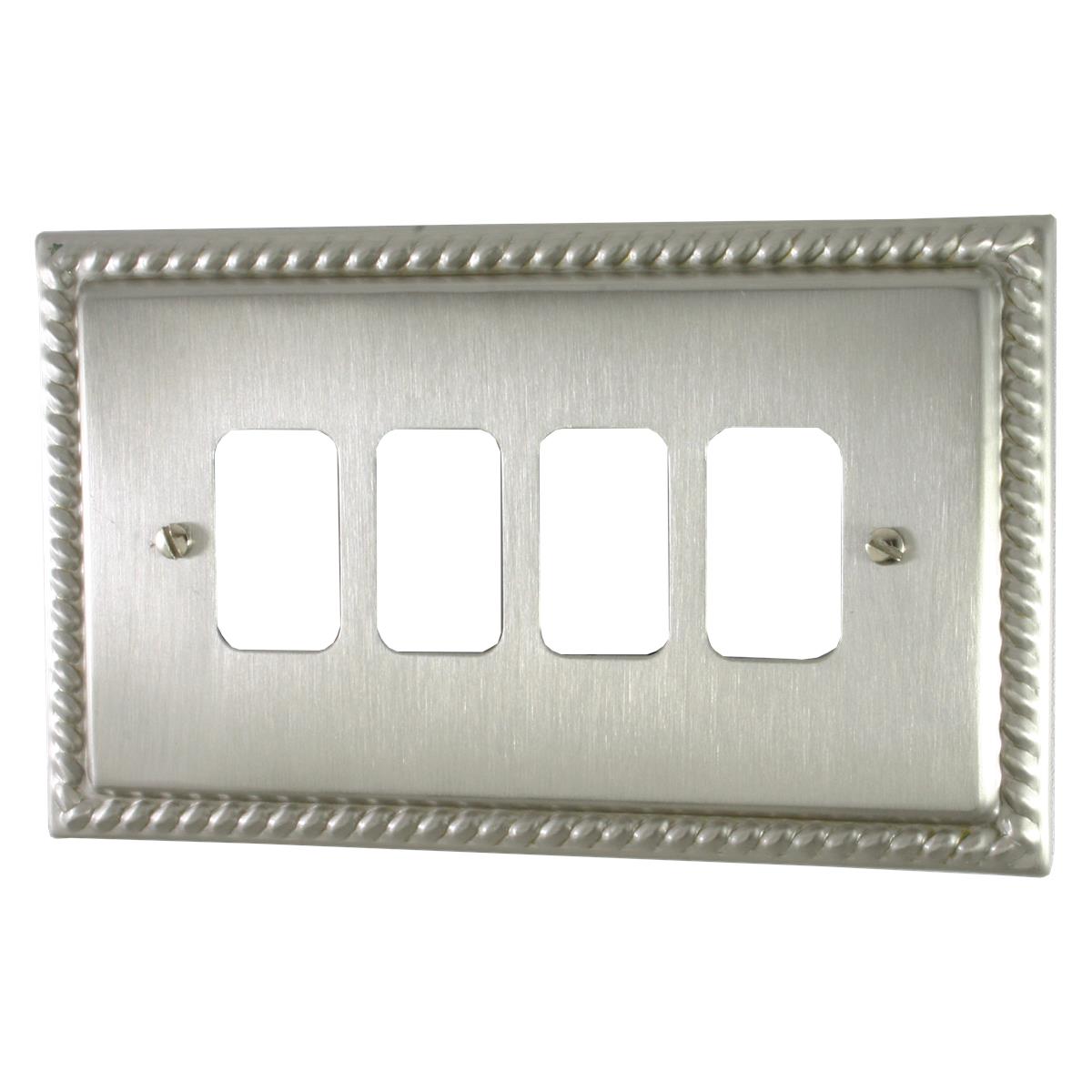 Monarch Satin Nickel 4 Gang Grid Plate