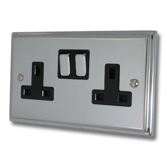 Deco  Polished Chrome  2 Gang Socket