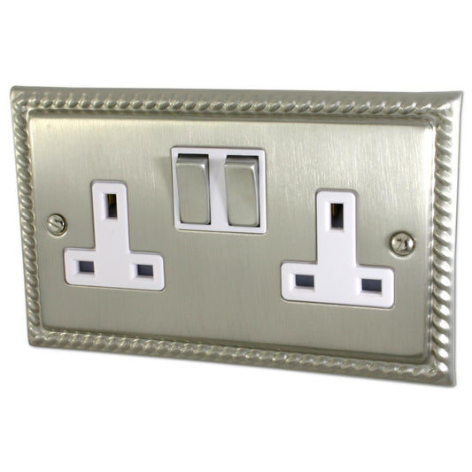 Monarch  Satin Nickel  2 Gang Socket