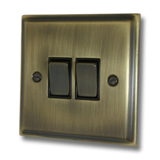 Deco Antique Brass 2 Gang Switch (Brass Switches)