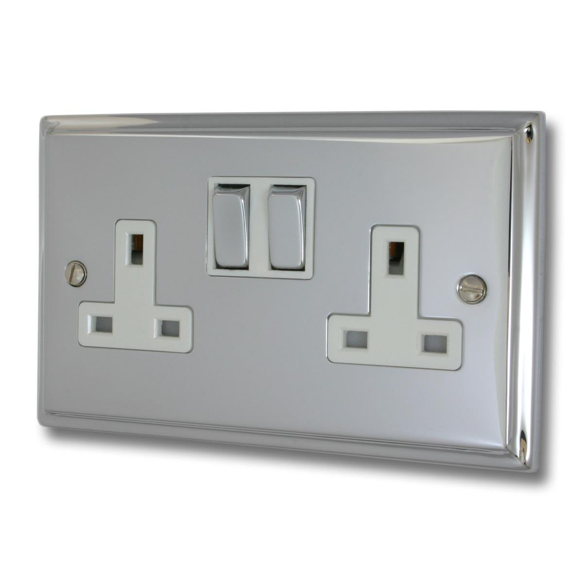 Deco  Polished Chrome  2 Gang Socket