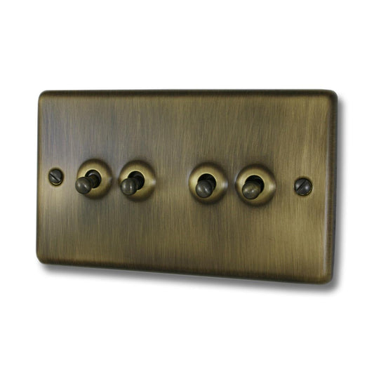 Contour Antique Brass 4 Gang Toggle Switch