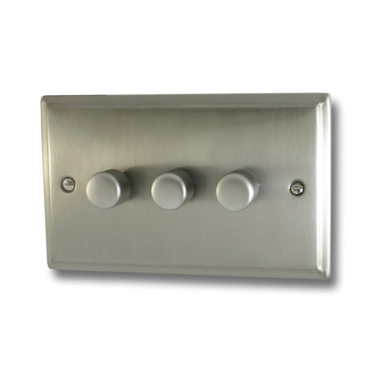 Deco Satin Nickel 3 Gang 120W LED Dimmer