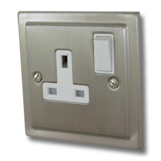 Trimline Satin Nickel 1 Gang Switched Socket