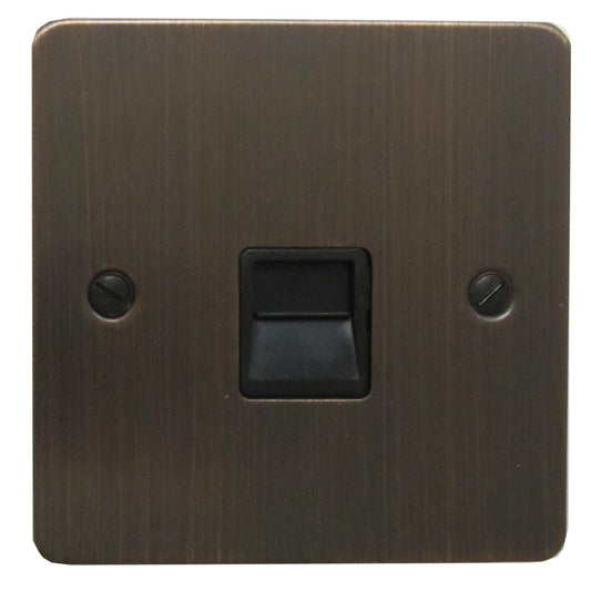 Flat Antique Copper Telephone Primary Socket (Black Insert)