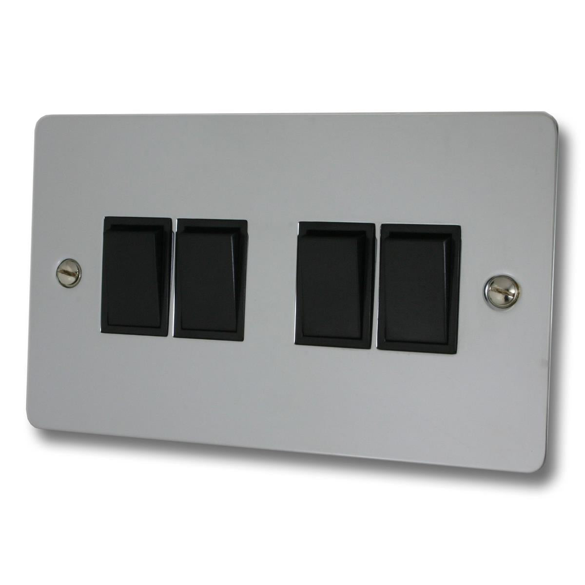 Flat Polished Chrome 4 Gang 2 Way Switch