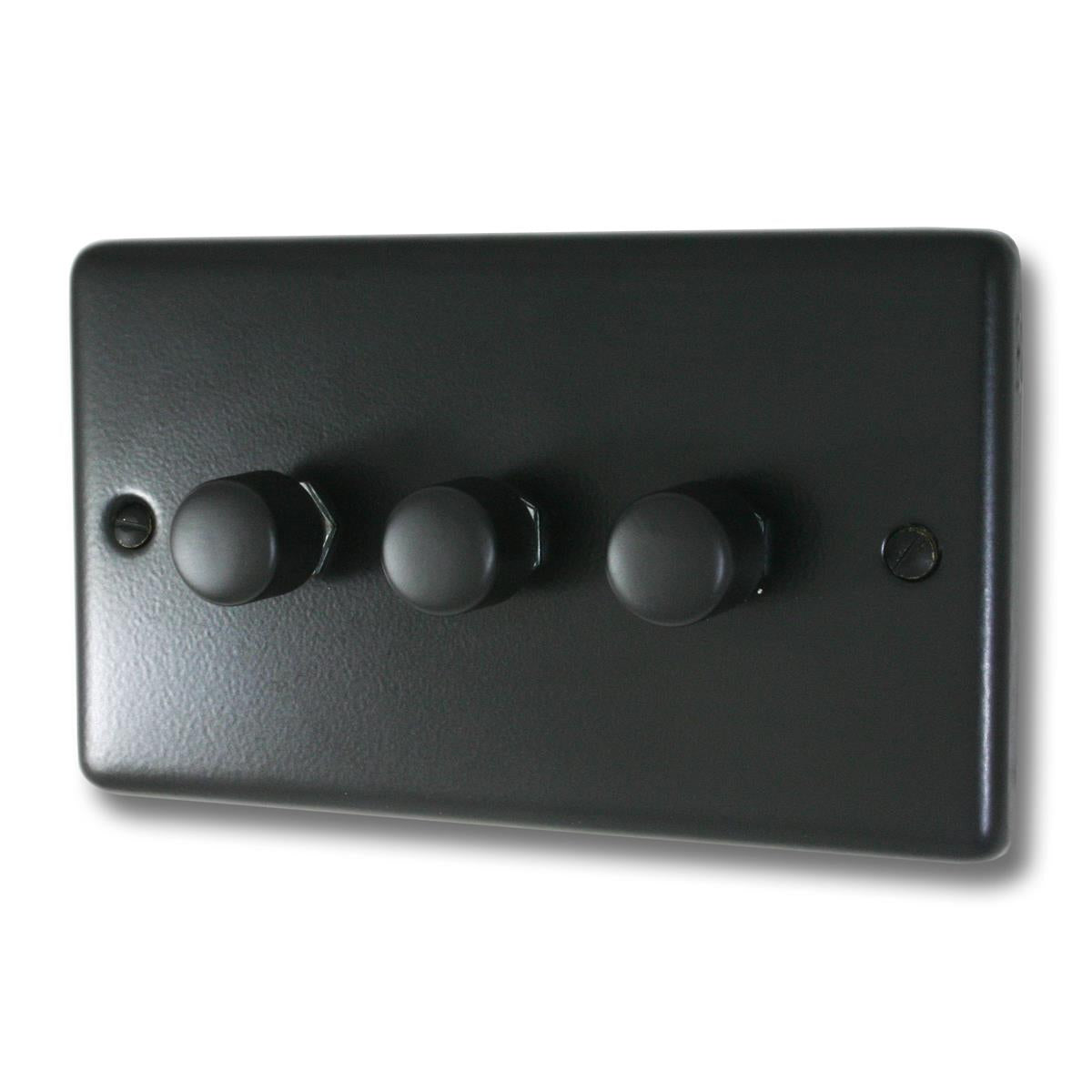 Contour Flat Black 3 Gang Dimmer LED