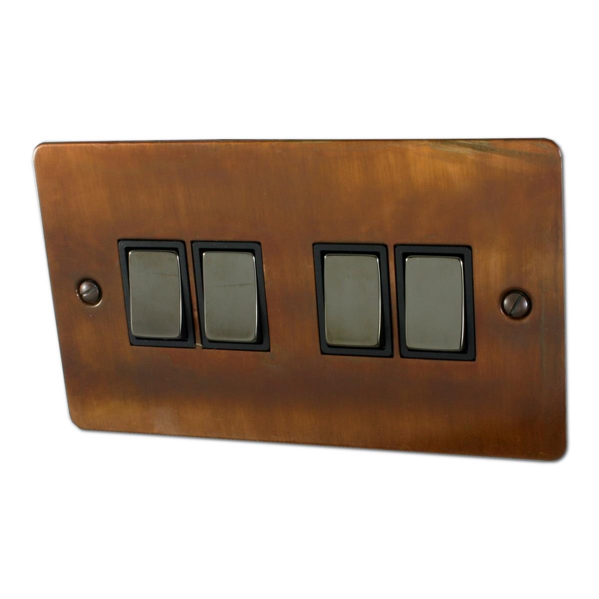 Flat Tarnished Copper 4 Gang 2 Way Switch