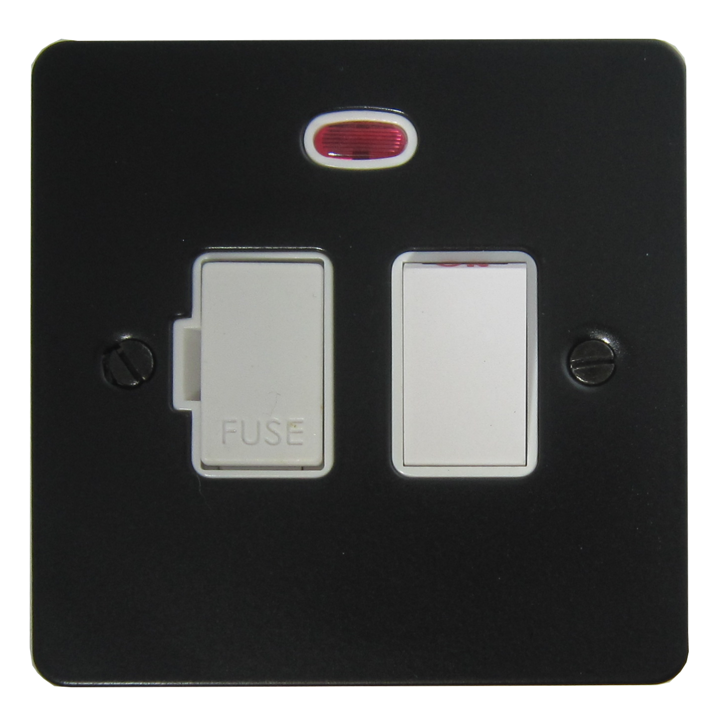 Flat Black Switched Fused Spur with Neon (White Switch)