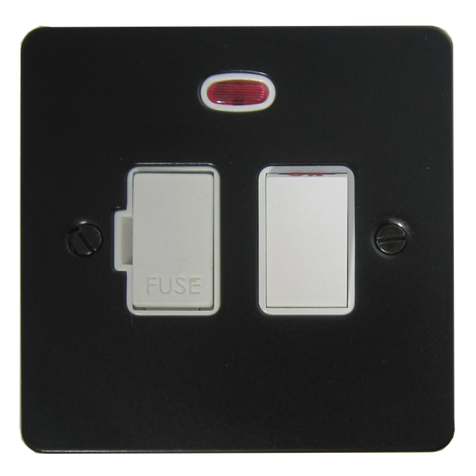 Flat Black Switched Fused Spur with Neon (White Switch)