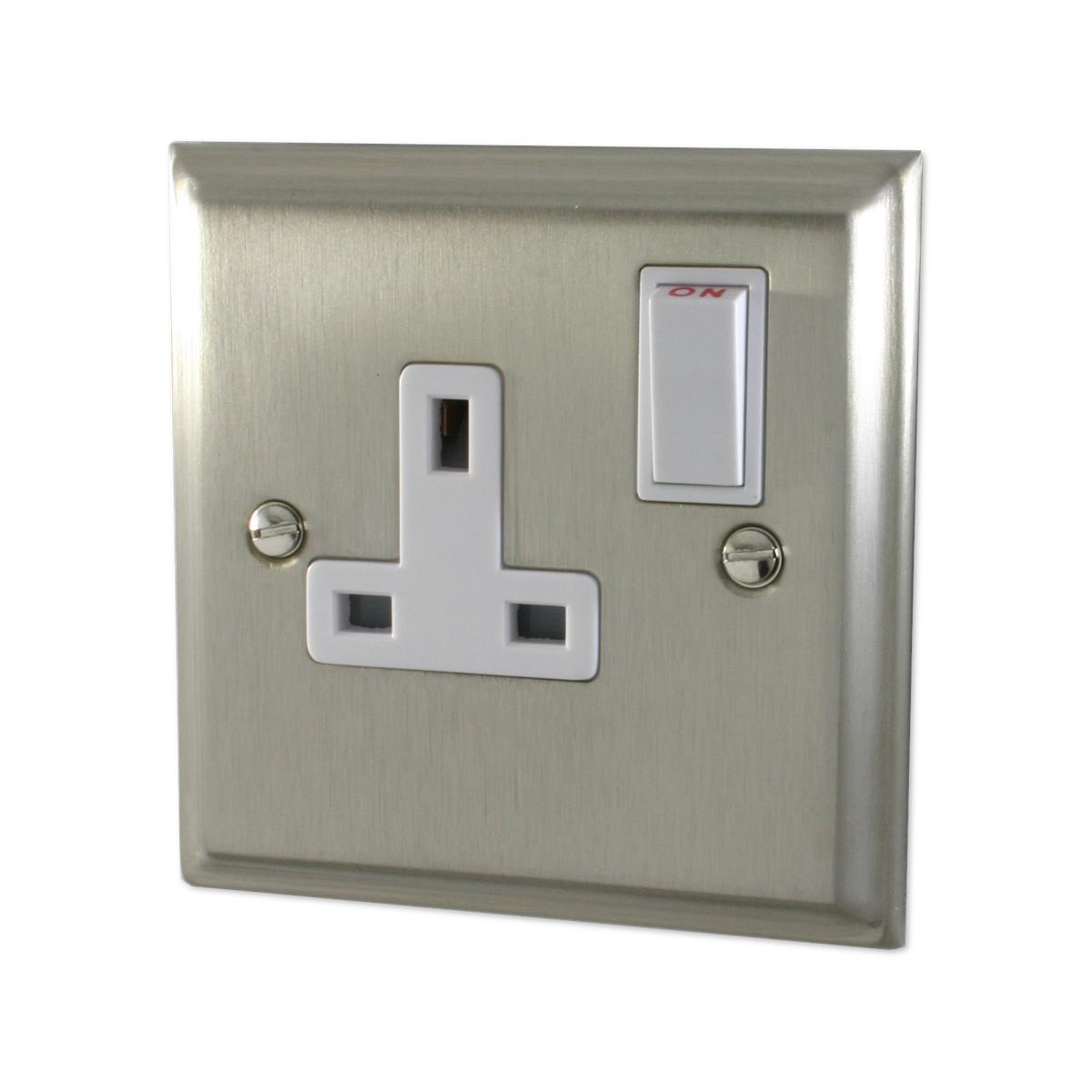 Deco Satin Nickel 1 Gang Switched Socket