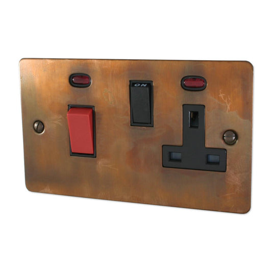 Flat Tarnished Copper Cooker Socket