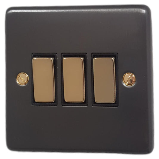 Contour Black Bronze 3 Gang Switch