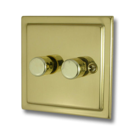 Trimline Polished Brass 2 Gang Dimmer LED