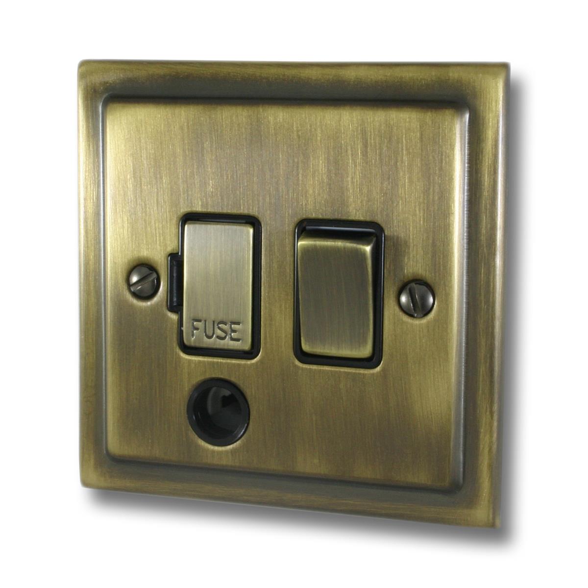 Trimline Antique Brass Switch Fused Spur with Flex Outlet (Brass Switch)