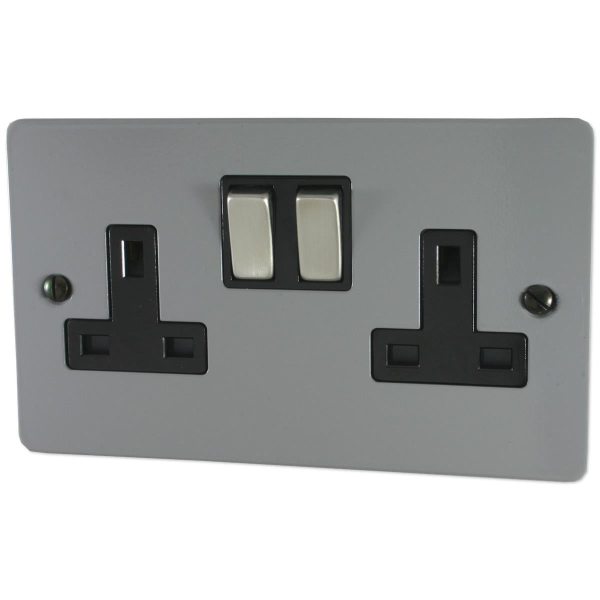 Flat  Light Grey  2 Gang Socket