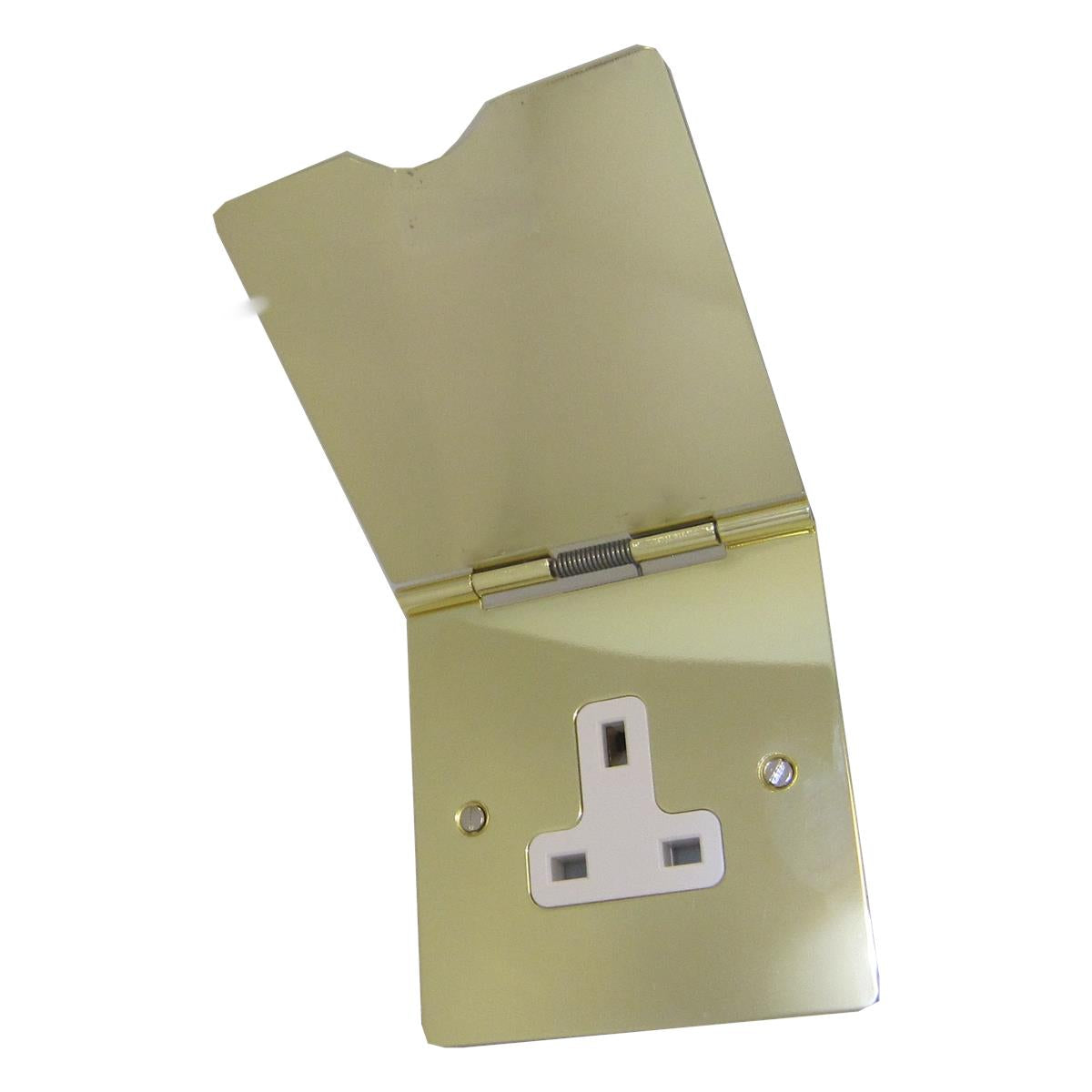 1 Gang 13 Amp Polished Brass Floor Socket