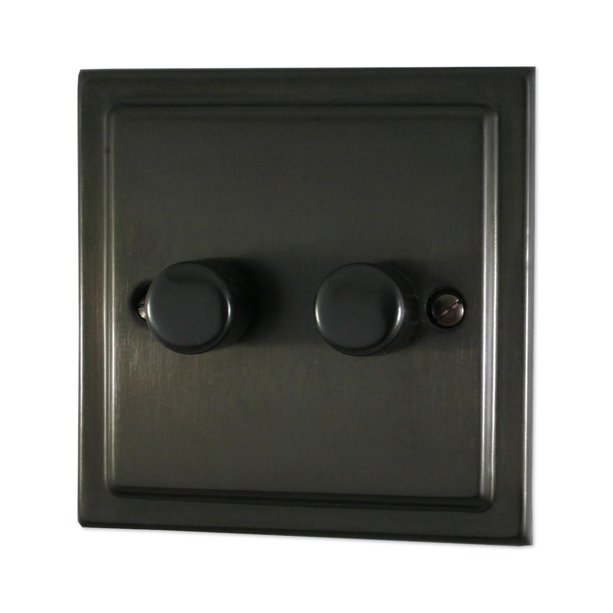 Trimline Black Bronze 2 Gang 120W LED Dimmer