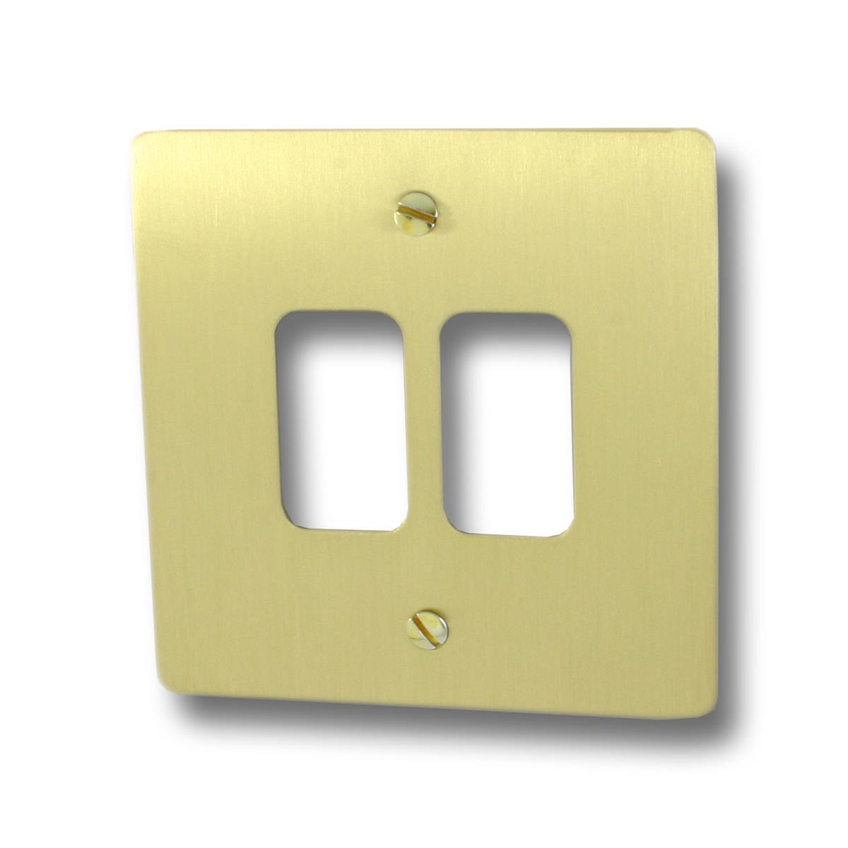 Flat Satin Brass 2 Gang Grid Plate