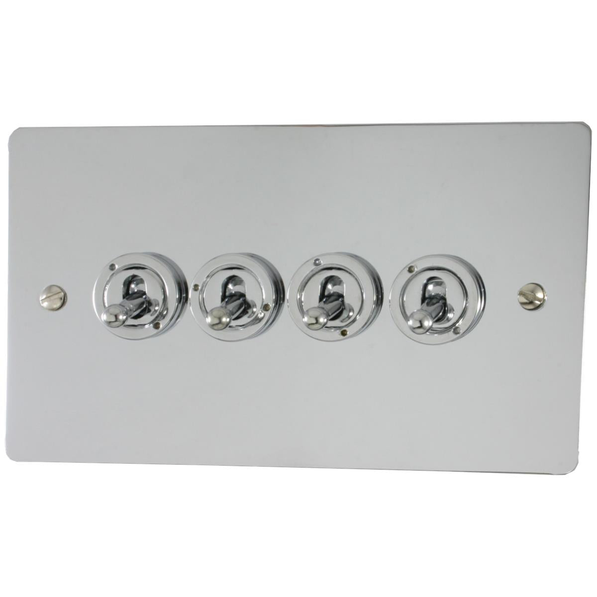 Flat Polished Chrome 4 Gang Grid Toggle Plate