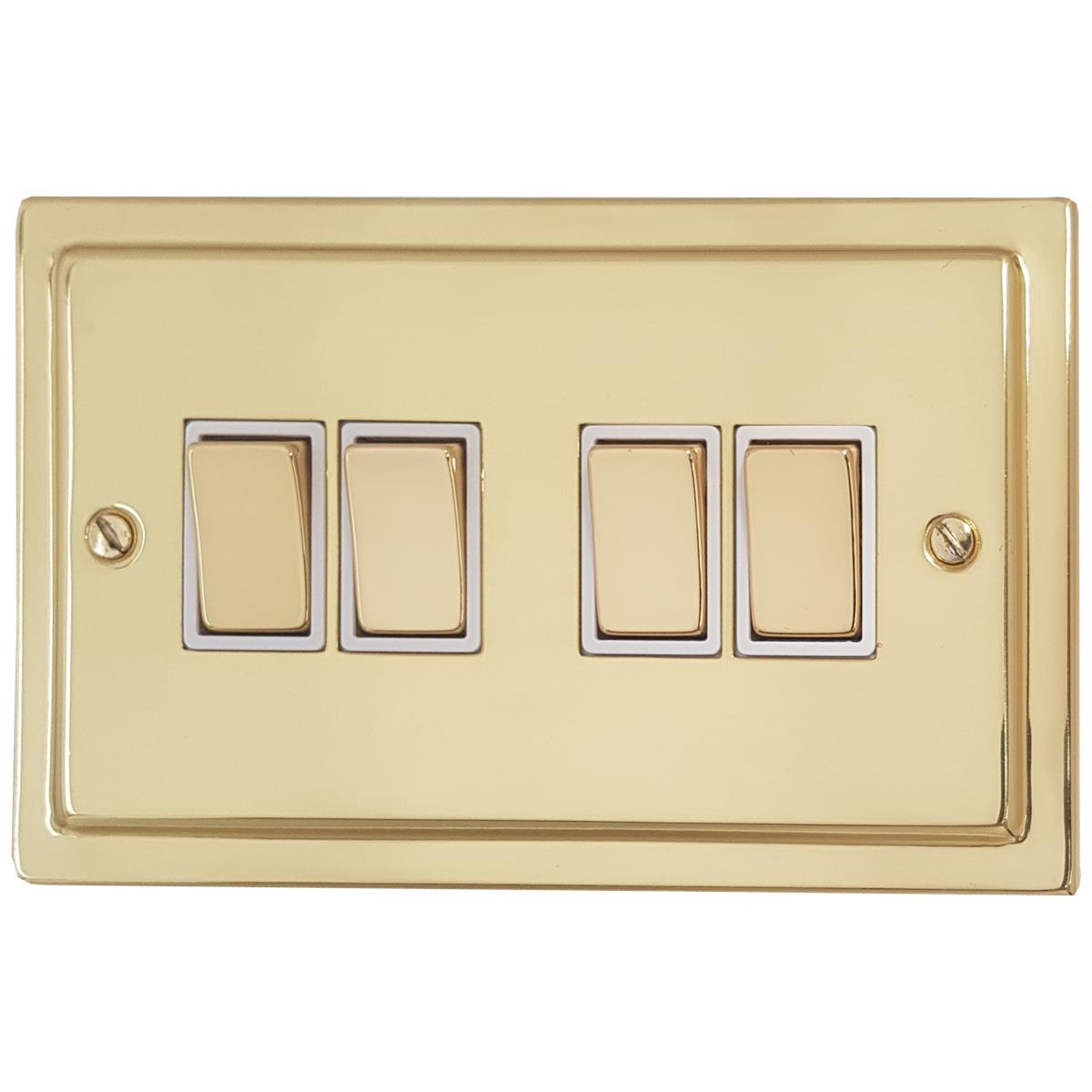 Trimline Polished Brass 4 Gang 2 Way Switch