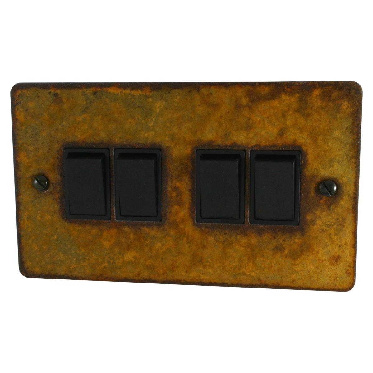 Flat Rust 4 Gang 2 Way Switch