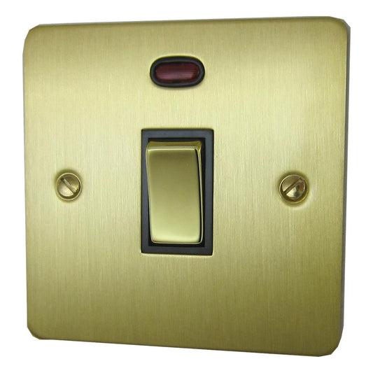 Flat Satin Brass 20 Amp Dp Switch & Neon