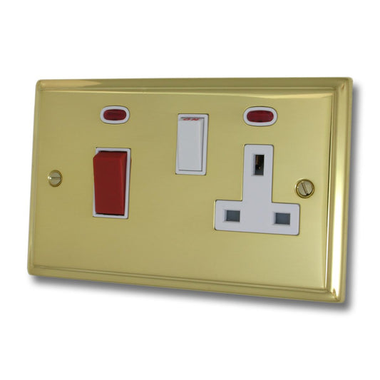 Deco Polished Brass 45 Amp Dp Switch & Socket