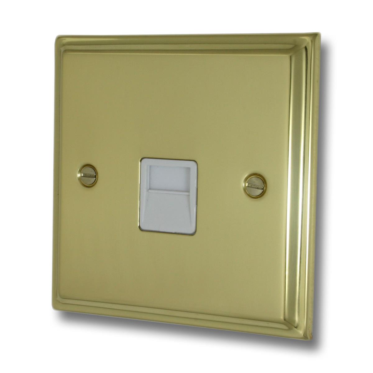 Deco Polished Brass Telephone Primary Socket (White Insert)