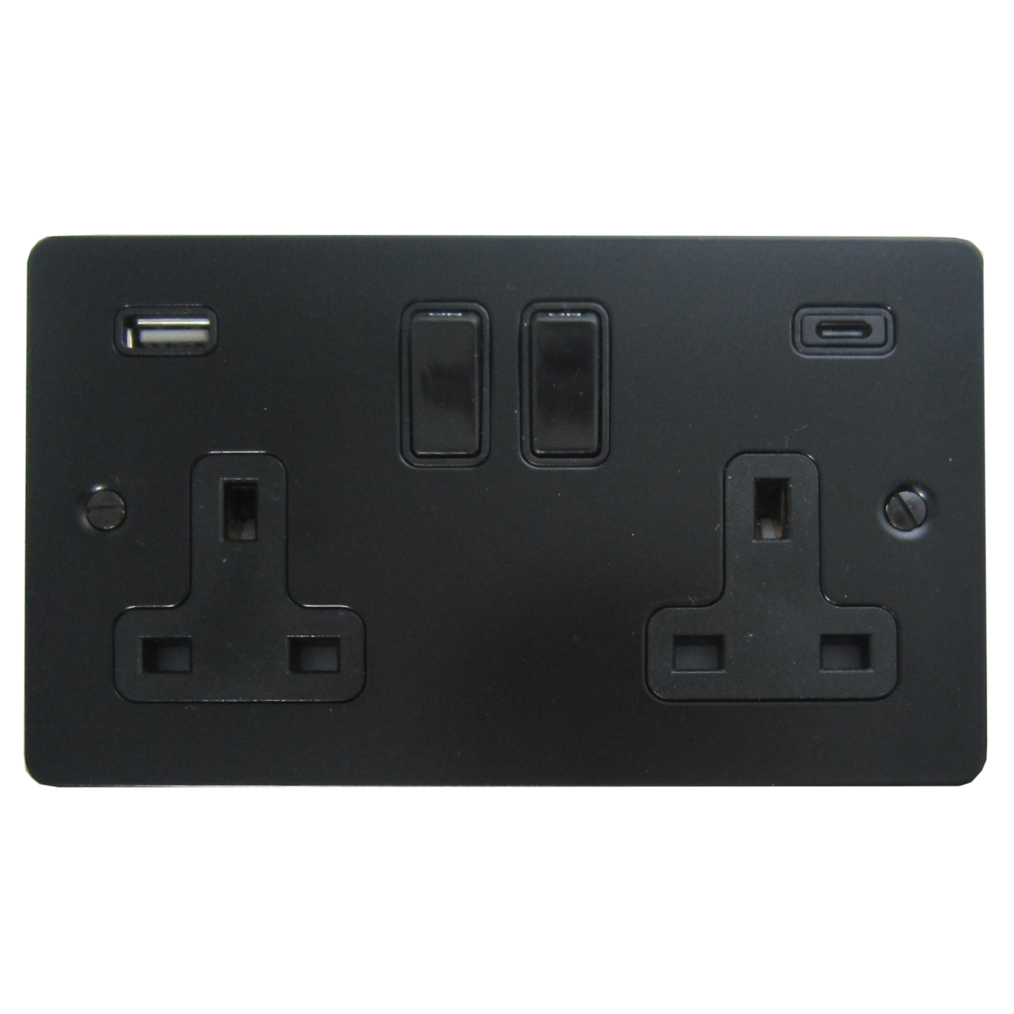 Flat Black  2 Gang Socket with USB C