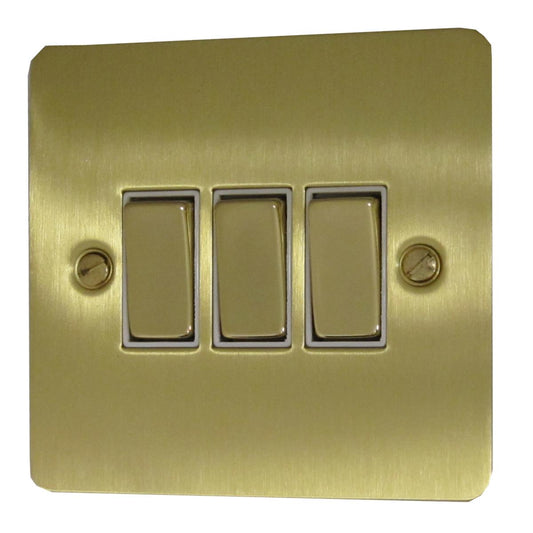 Flat Satin Brass 3 Gang 2 Way Switch