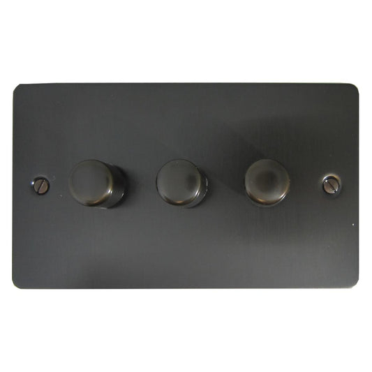 Flat Black Bronze 3 Gang LED Dimmer