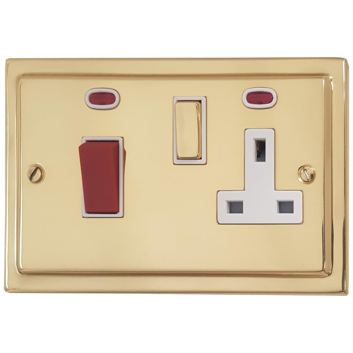 Trimline Polished Brass 45 Amp Switch & 13 A Socket