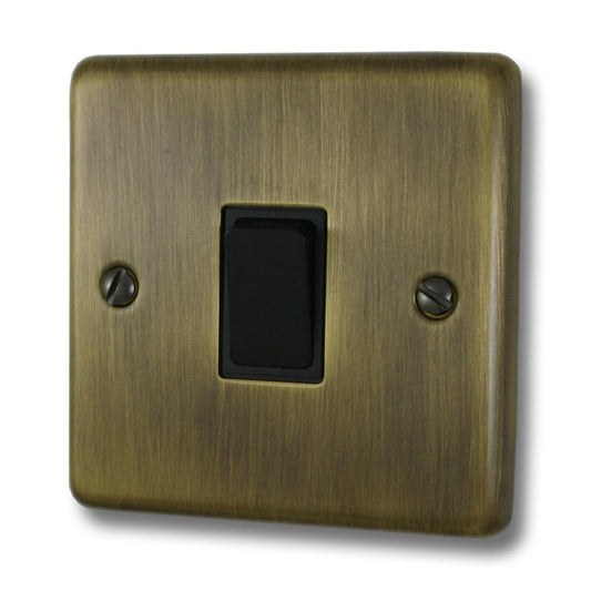 Contour Antique Brass 1 Gang Switch (Black Switch)