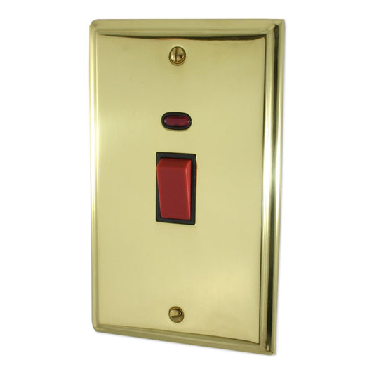 Deco Polished Brass 45 Amp Swt. & Neon L/Plate