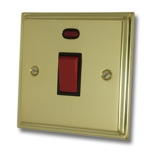 Deco Polished Brass 45 Amp Dp Switch & Neon